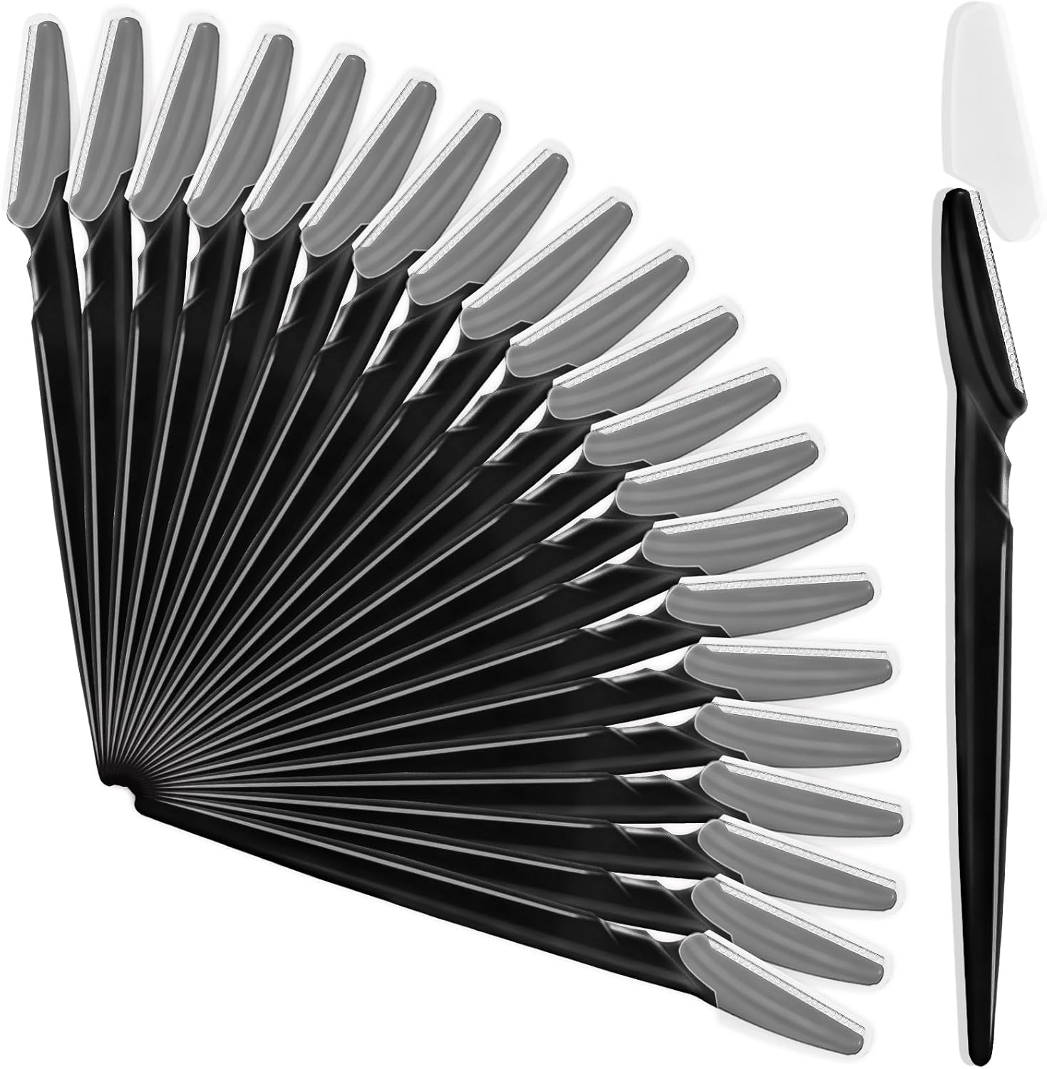 21 Pcs Eyebrow Razors, Face Razors Multipurpose, Exfoliating Dermaplaning Tools, Eyebrow Trimmers Shaver with Protective Cover, Facial Hair Removal for Women Men Body Use (Black)