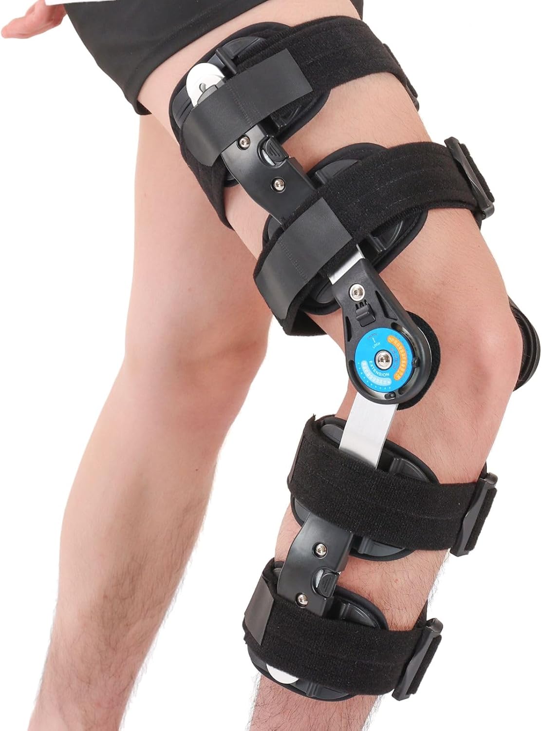ROM Knee Brace with Side Stabilizer, Adjustable Hinged Knee Support Brace for Arthritis, ACL, MCL, and PCL Injury, Post Op Knee Orthosis Immobilizer for Left and Right Leg
