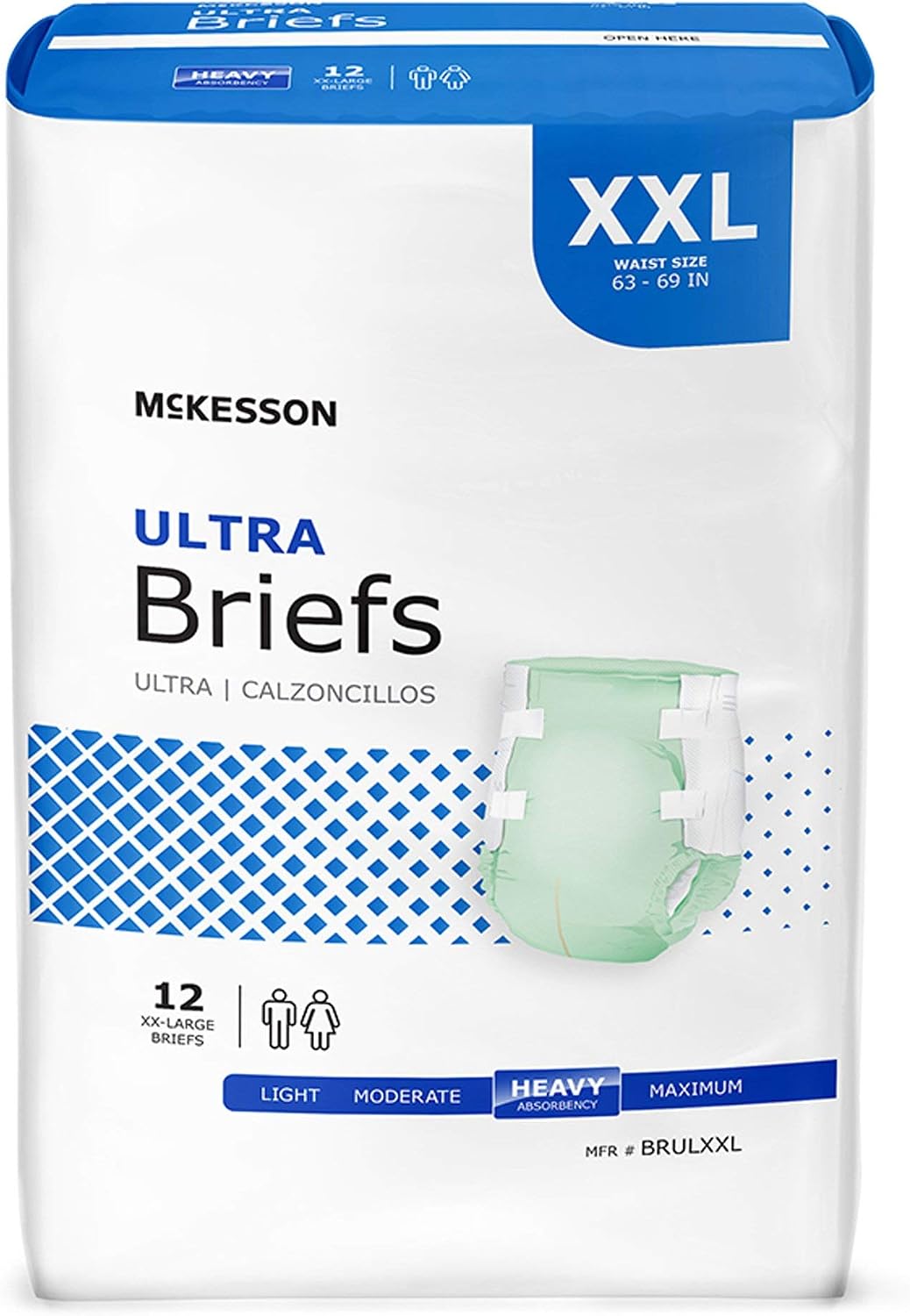 McKesson Ultra Briefs, Heavy Absorbency, Unisex, Disposable, Elastic Leg Gathers and Contoured Fit for Men and Women