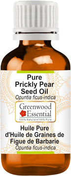 Greenwood Essential Prickly Pear Seed Oil (Opuntia ficus-Indica) | Infused | Pure | Non-Sticky | Lightweight | for Facial Care | Natural | Men & Women | 30ml (1 oz)