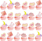 48Pcs Pajama Party Cupcake Toppers for Girls Pajama Birthday Party Decorations Sleepover Slumber Girls Night Out Party Supplies