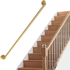 JLXJ 1.5ft-13ft Gold Handrail with Complete Kit, Non-Slip Stair Handrails Loft Corridor Wall Banister Handicap Grab Bars for Elderly Disabled Children (Size : 0.8m(2.5ft))