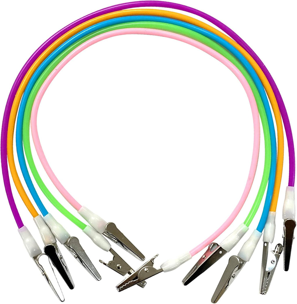 10 Pack Dental Bib Clips - Clamp Holders for Dental Bibs or Napkins - Disposable Silicone Chain and Clip Bib Holder - Blue, Green, Pink, Purple, Orange (2 of Each Color)