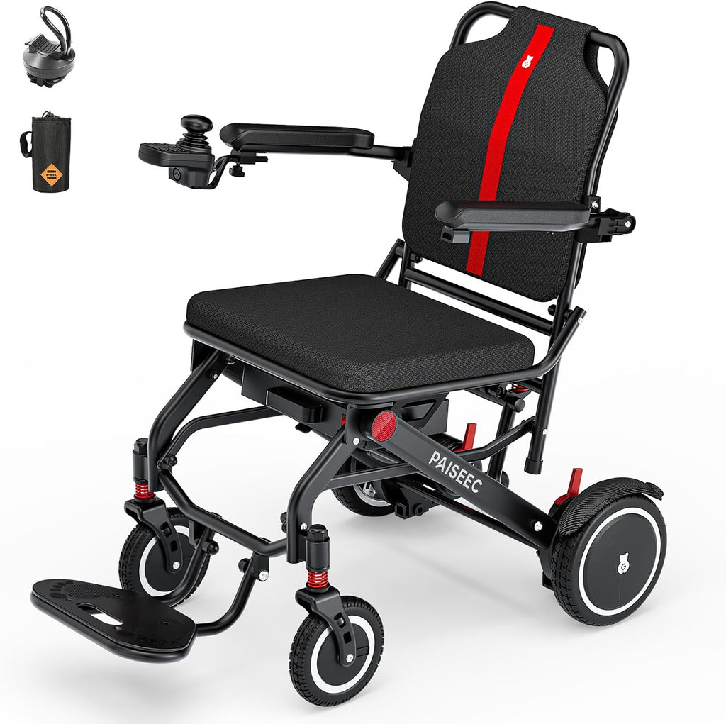 Lightweight Electric Wheelchair Foldable, Only 32 lbs, Small Power Wheelchair for Adults, Light Weight Electric Wheelchair with AI Safety System, Ideal for Travel/Indoor, Tight Turn, Up to 11 Miles