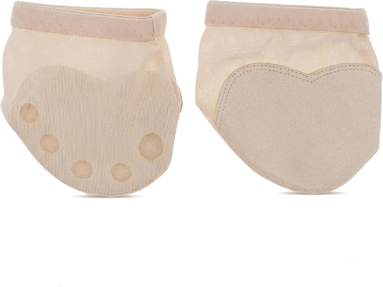 DOITOOL Half Sole Dance Paws for Women, 5 Toe Holes Cushioned Foot Paws Foot Undies for Women Girls Ballet Lyrical Contemporary, Turning Shoes Breathable Toe Pads Mesh Cushion, Fits US Size 6.-6.5