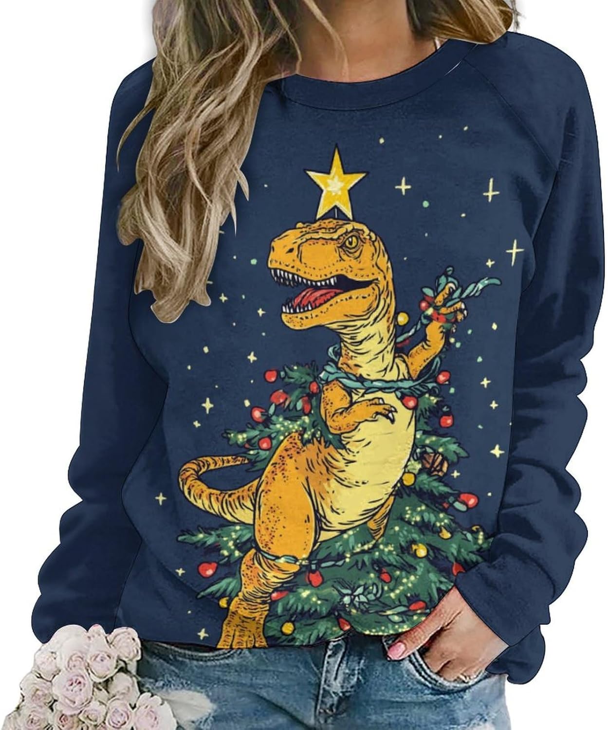 Christmas Sweatshirts For Women Holiday Pullover Crewneck Plus Size 2024 Winter Fashion Casual Funny Warm Outfits