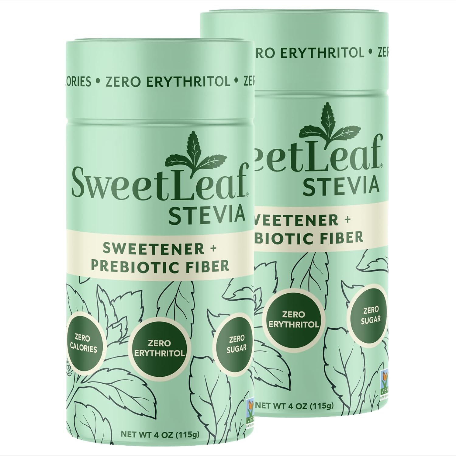 SweetLeaf Stevia Powder Shaker Jar - Zero Calorie Sweetener with Stevia Leaf Extract, No Artificial Sweetener Additives, Sugar Free, Keto Friendly, Non GMO, Gluten Free - 4 Oz (Pack of 2)