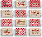arricraft 120 Pcs Merry Christmas Mini Candy Bar Wrappers, Red Plaid Elk Xmas Tree Chocolate Bar Label Stickers Self Adhesive Stickers for Christmas Winter Holiday Party Favors(No Candy)