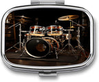 Square Pill Box,Drum Set Medicine Pill Case,Two-Compartment Pill Box,Portable Pill Organizer for Purse Or Pocket