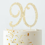 Jaciya 90th Birthday Decorations Happy Birthday Cake Topper, Gold Rhinestone Number 90 Cake Topper