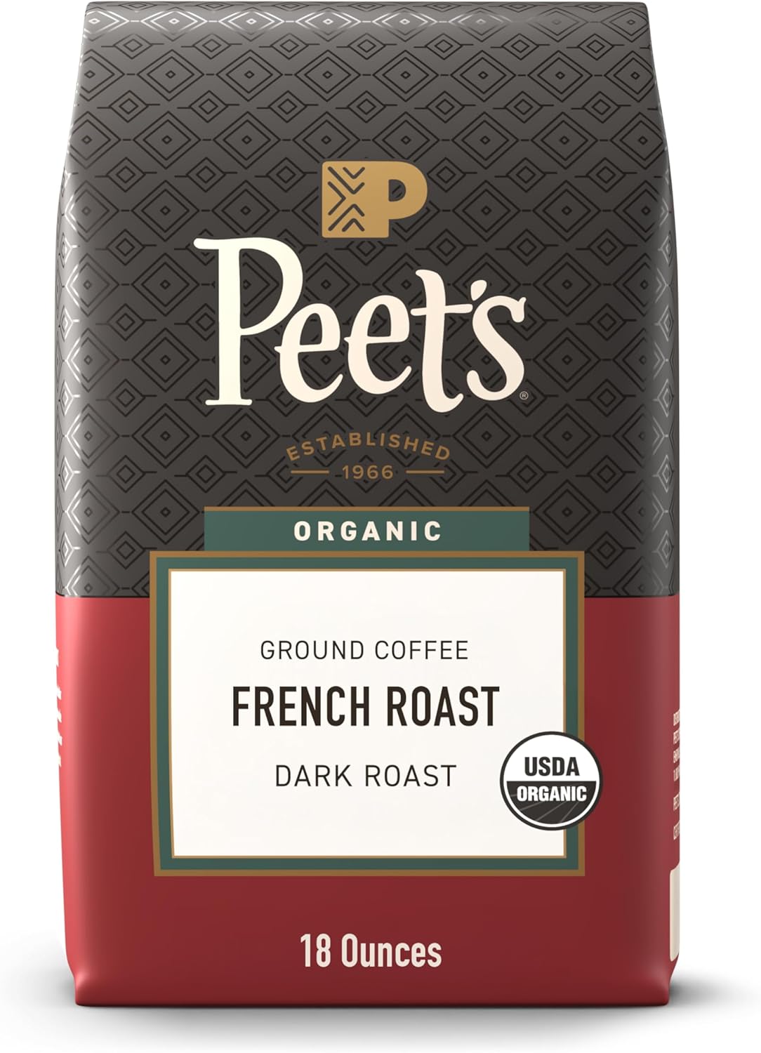 Peet's Coffee, USDA Organic Dark Roast Ground Coffee, 100% Arabica Coffee - French Roast 18 Ounce Bag