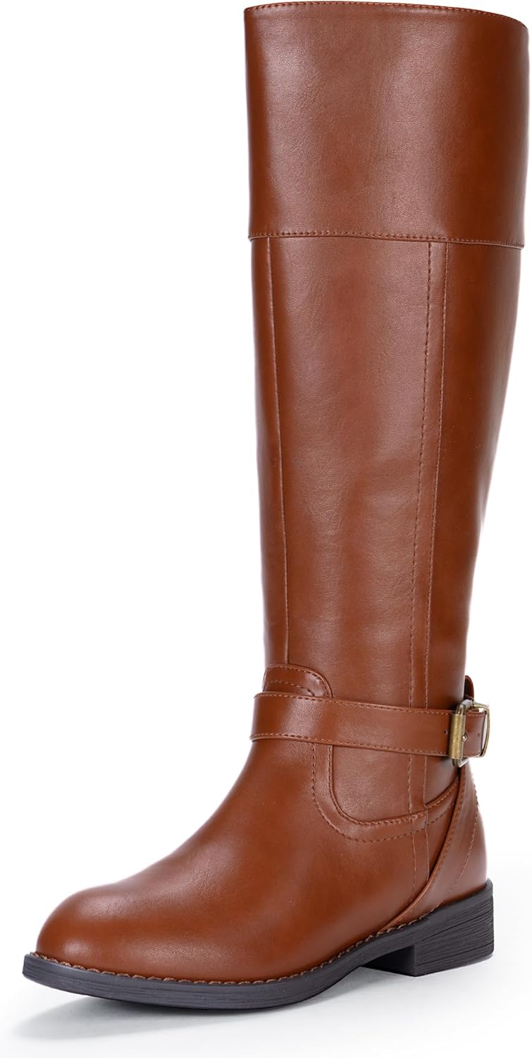 Jeossy Women's 950 Knee High Riding Tall Boots, Comfortable with Metal Buckle and Zipper Boots with Wide Calf and Wide Widths