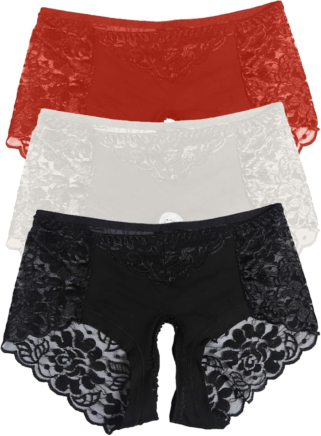 Sexy Lace Women's Open Underwear Waist Low Panties Briefs Crotch Underpants Sexy Lingerie Set Pack of 1-6