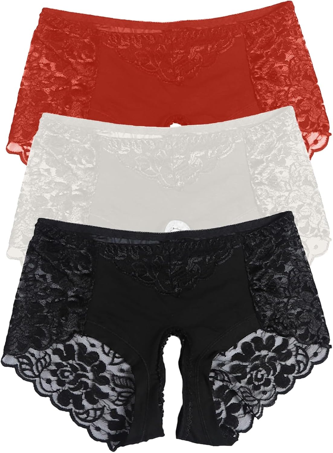 Sexy Lace Women's Open Underwear Waist Low Panties Briefs Crotch Underpants Sexy Lingerie Set Pack of 1-6