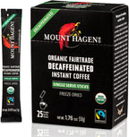 Mount Hagen 25 Count Single Serve Instant Decaf Coffee Packets - 1 Pack | Decaffeinated Organic Medium Roast Arabica Beans | Eco-friendly, Fair-Trade [1 x 25 sticks/1.76oz/50g]