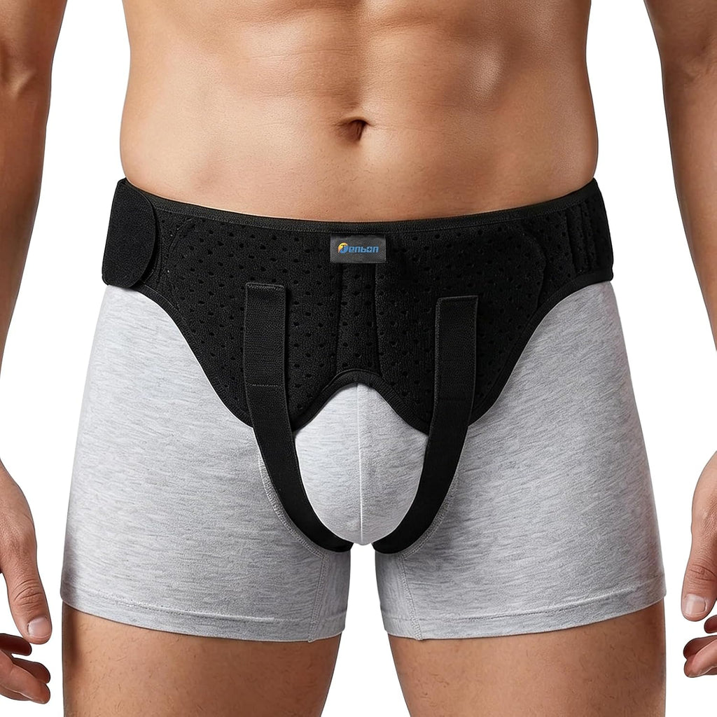 Tenbon Inguinal Hernia Belts for Men - Bilateral/Double Groin Hernia Support Pre and Post Surgery Truss for Pain Relief Recovery Adjustable Strap with 2 Removable Medical Compression Pads Comfortable & Breathable Design