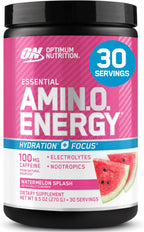 Optimum Nutrition Amino Energy Powder Plus Focus, with BCAA, Electrolytes, and Caffeine, Watermelon, 30 Servings (Packaging May Vary)