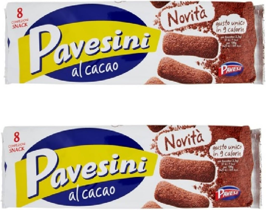 Pavesi: "Pavesini Al Cacao " Light Biscuits Cocoa Taste 8 packs 7 Ounces (200g), pack of 2
