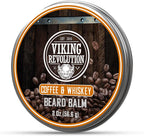 Viking Revolution Coffee Whiskey Beard Balm for Men - Beard Butter for Men with Argan Oil and Jojoba Oil Softener and Moisturizer Styling Balm (1 Pack, 2oz)