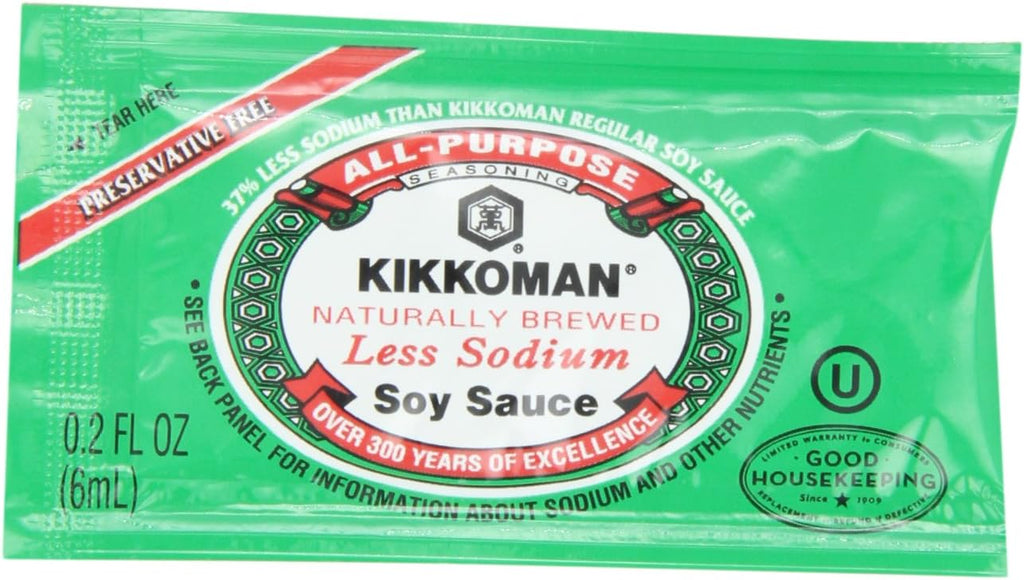 Kikkoman Less Sodium Soy Sauce Packets, 0.2 Fl Oz (Pack of 200)