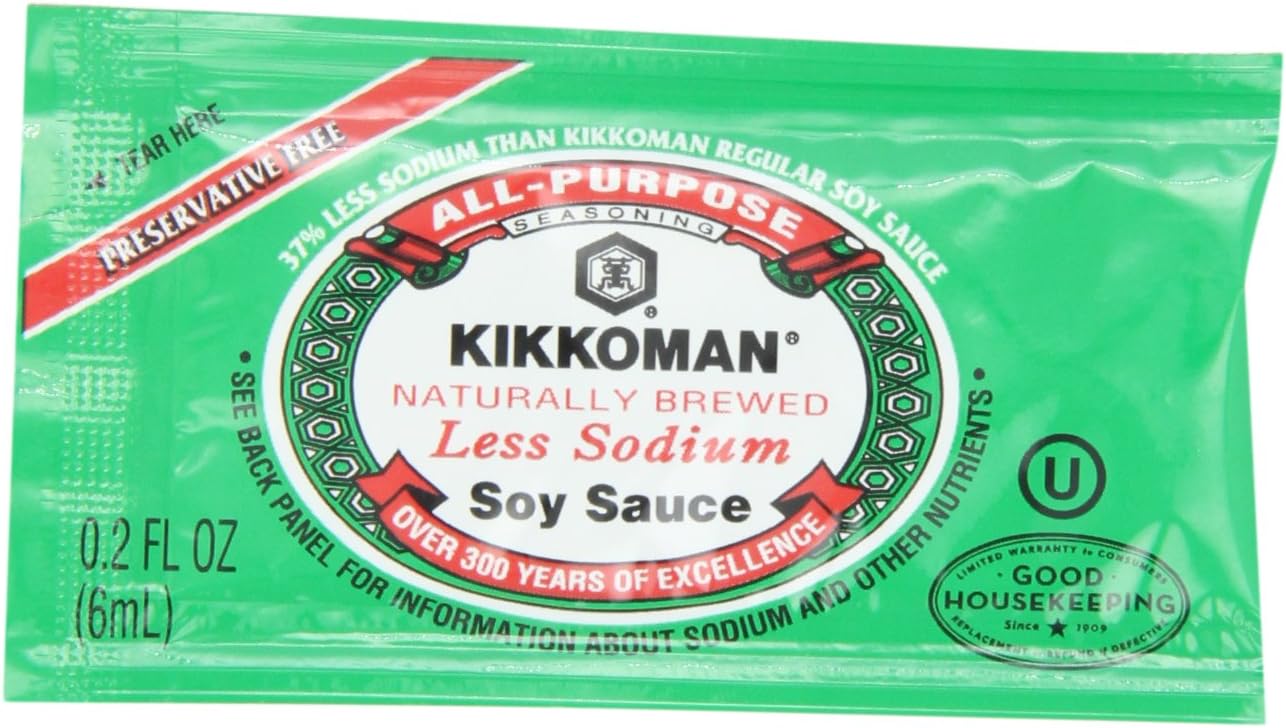Kikkoman Less Sodium Soy Sauce Packets, 0.2 Fl Oz (Pack of 200)