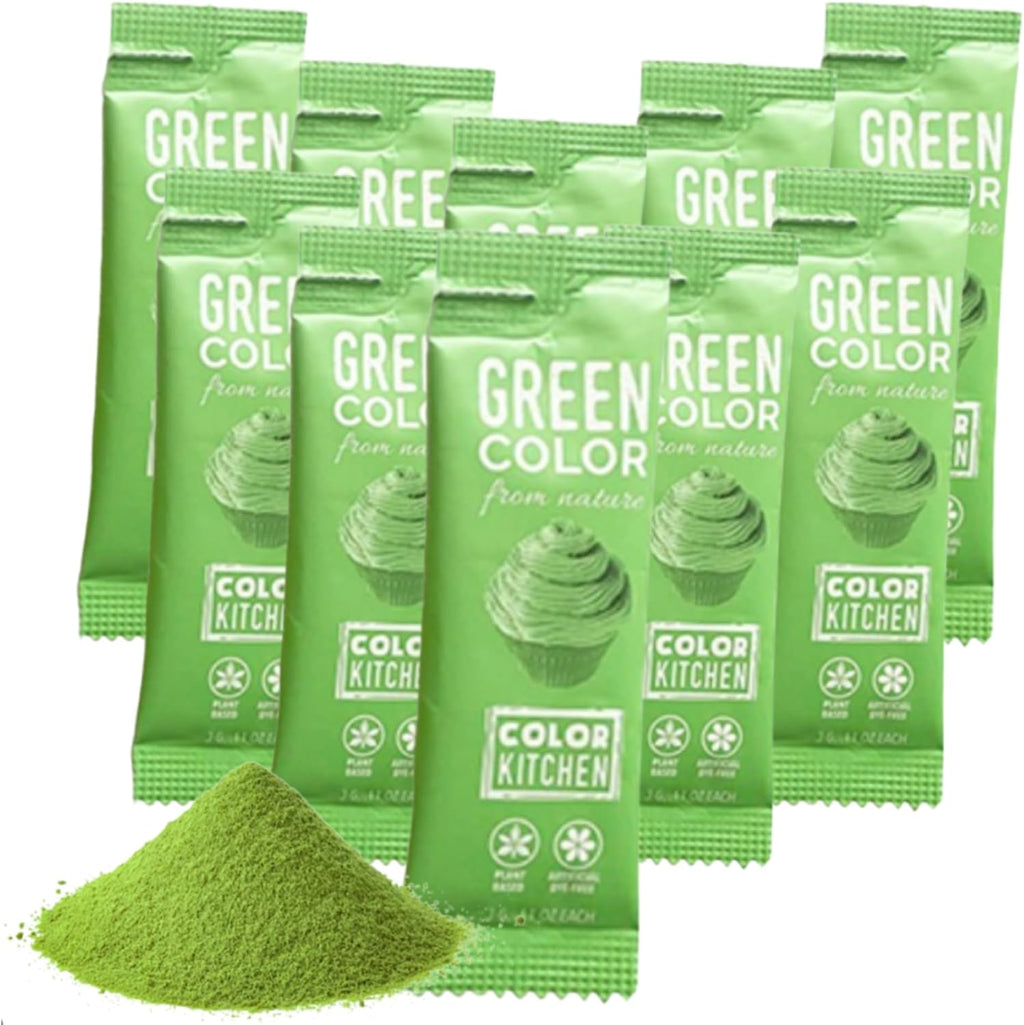 Color Kitchen Plant-Based Green Food Coloring Powders, Natural Colors, No Artificial Dyes, Gluten Free, Kosher, Vegan (Pack of 10)