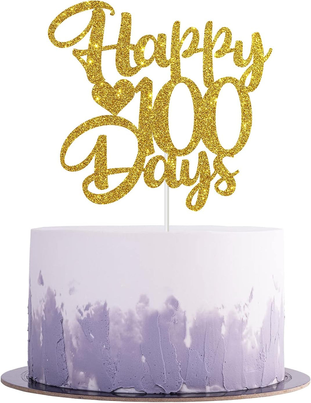 Gold Glitter Happy 100 Days Topper, Baby’s 100 Days Birthday Cake Decorations, 100 Days Birthday / 100 Days Anniversary Party Decorations