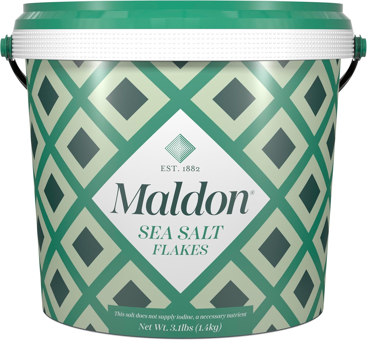 Maldon - Sea Salt Flakes Tub, 3.1 lb (1.4kg) - Unique Pyramid Shaped Salt Flakes, Perfect for a Wide Range of Dishes, Hand-Harvested for Four Generations