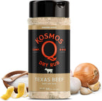 Kosmos Q Texas Beef Dry Rub, Steak Seasoning with Garlic, Onion, Lemon & Savory Spices for Steak, Beef Ribs, Brisket, Burgers, Chuck Roast, Dry Rub for Smoking & Grilling Meat, 13.8 Oz Shaker Bottle