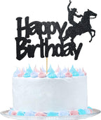 Cowboy Happy Birthday Cake Topper Shiny Cowboy Themed Cake Decoration for Men Sport Girls Boys Birthday Party Sports Event Party Supplies
