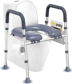 HOMLAND Toilet Seat Risers for Seniors, FSA/HSA Eligible Raised Toilet Seat with Handles & Padded Seat, Adjustable Height & Width, 400lb Elevated Toilet Seat for Elderly, Handicap, Fit Any Toilet