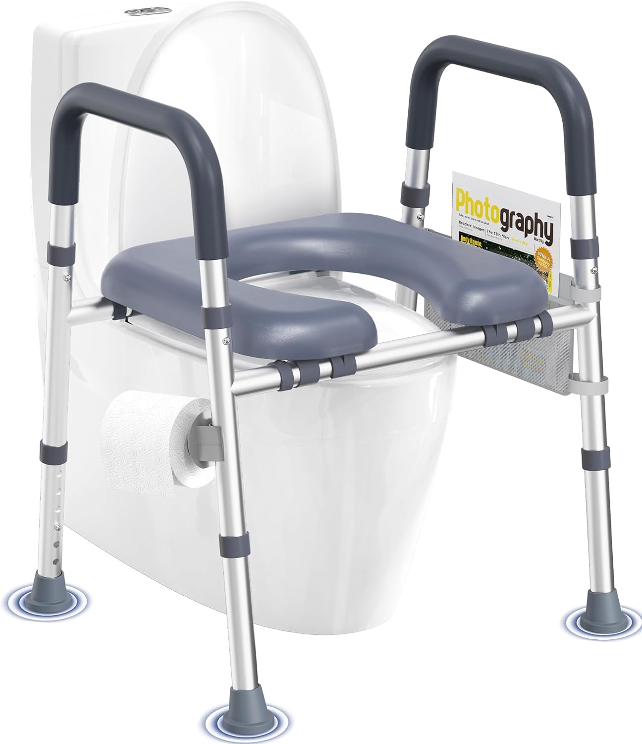 HOMLAND Toilet Seat Risers for Seniors, FSA/HSA Eligible Raised Toilet Seat with Handles & Padded Seat, Adjustable Height & Width, 400lb Elevated Toilet Seat for Elderly, Handicap, Fit Any Toilet