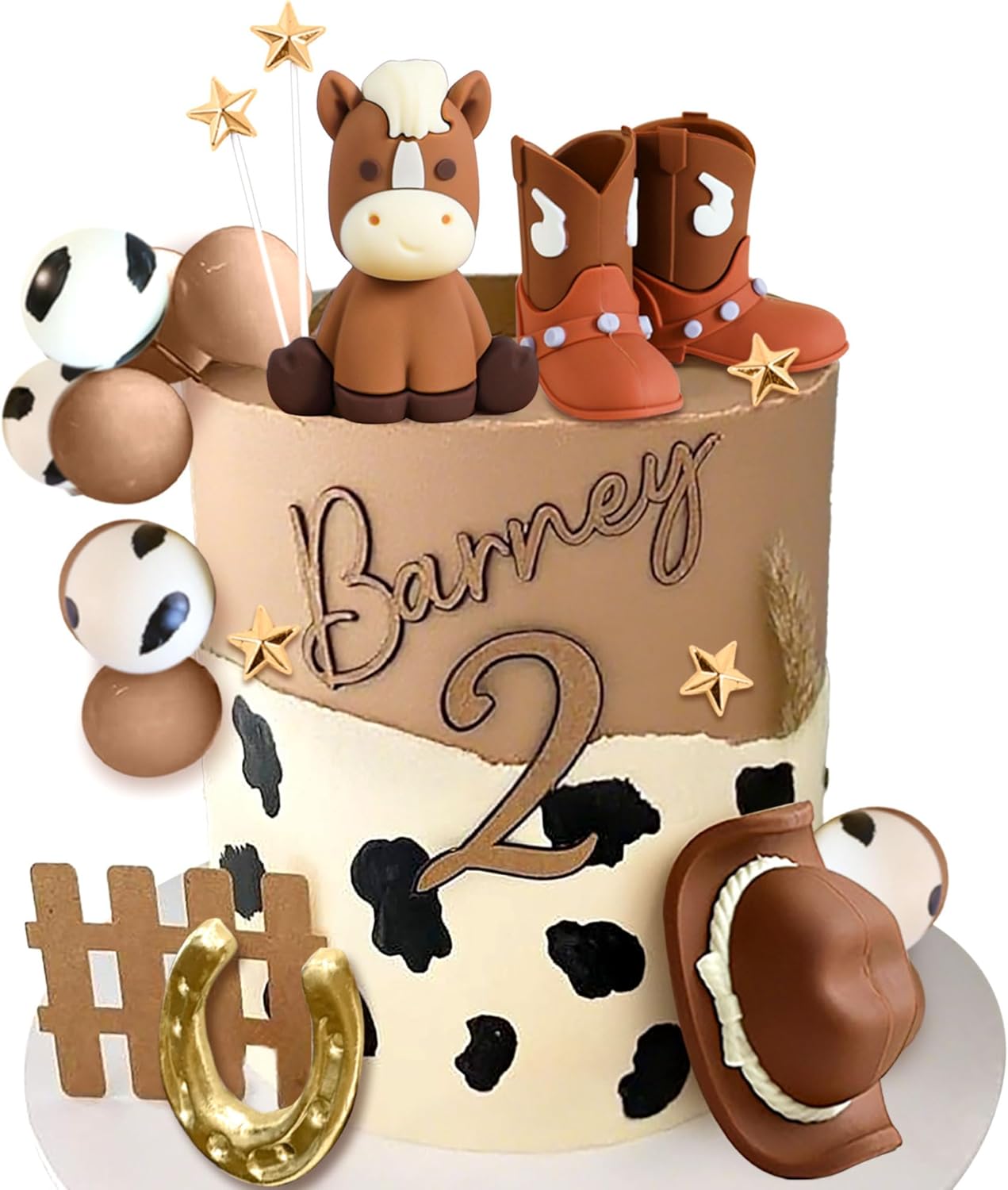 JeVenis Cowboy Rodeo Cake Topper Cowboy Western Horse Cake Decorations Cowboy Hat Birthday Cowgirl Boots Cake Topper Cow Balls Cake Decoration