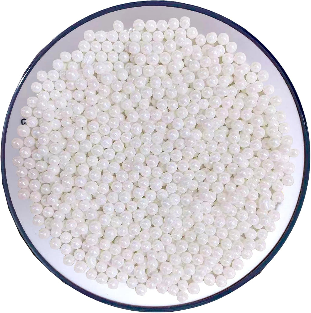 Sentovac 4mm White Pearl Sprinkles Edible Cake Decorating Sugar Candy Cookie Cake Cupcake Topper Ice Cream Baking Decorations Halloween Christmas Valentines Wedding Supplies