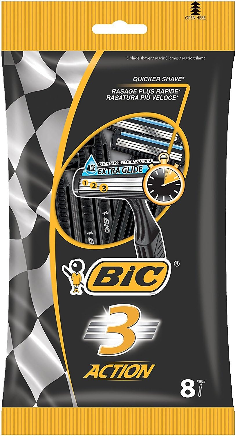 BIC 3 Action Men's Razor - Pack of 8