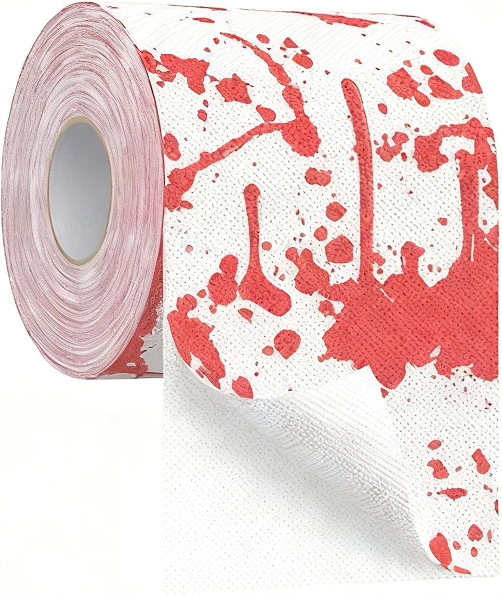 UFRITAN Halloween Toilet Paper, Prints Horror Bloodstain Pattern Toilet Paper, Scary Bloody Printed Roll Paper for Surprise, Prank, Funny Gift for Spooky Haunted House Party Decoration - 250 Sheet
