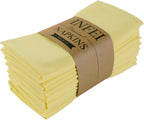 Solid Color Linen Blended Thin Dinner Cloth Napkins - Set of 12 (40 x 40 cm) - for Easter Events & Home Use (Yellow)