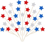 30 PCS Glitter Star Cupcake Toppers Patriotic Red White and Blue Decorations Engagement Cupcake Toppers Star Birthday Decorations American National Party Cake Decorations Star Decorations Supplies
