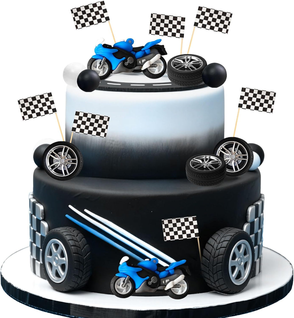 LaVenty Dirt Bike Party Decorations Motorbike Cake Decoration Motorcycle Man Birthday for Dirt Bike Baby Shower Decor