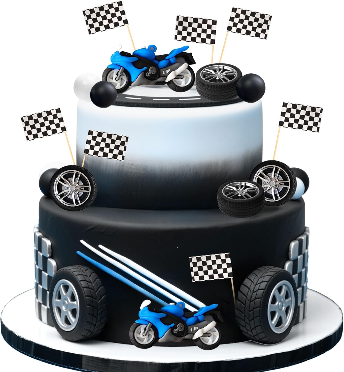 LaVenty Dirt Bike Party Decorations Motorbike Cake Decoration Motorcycle Man Birthday for Dirt Bike Baby Shower Decor