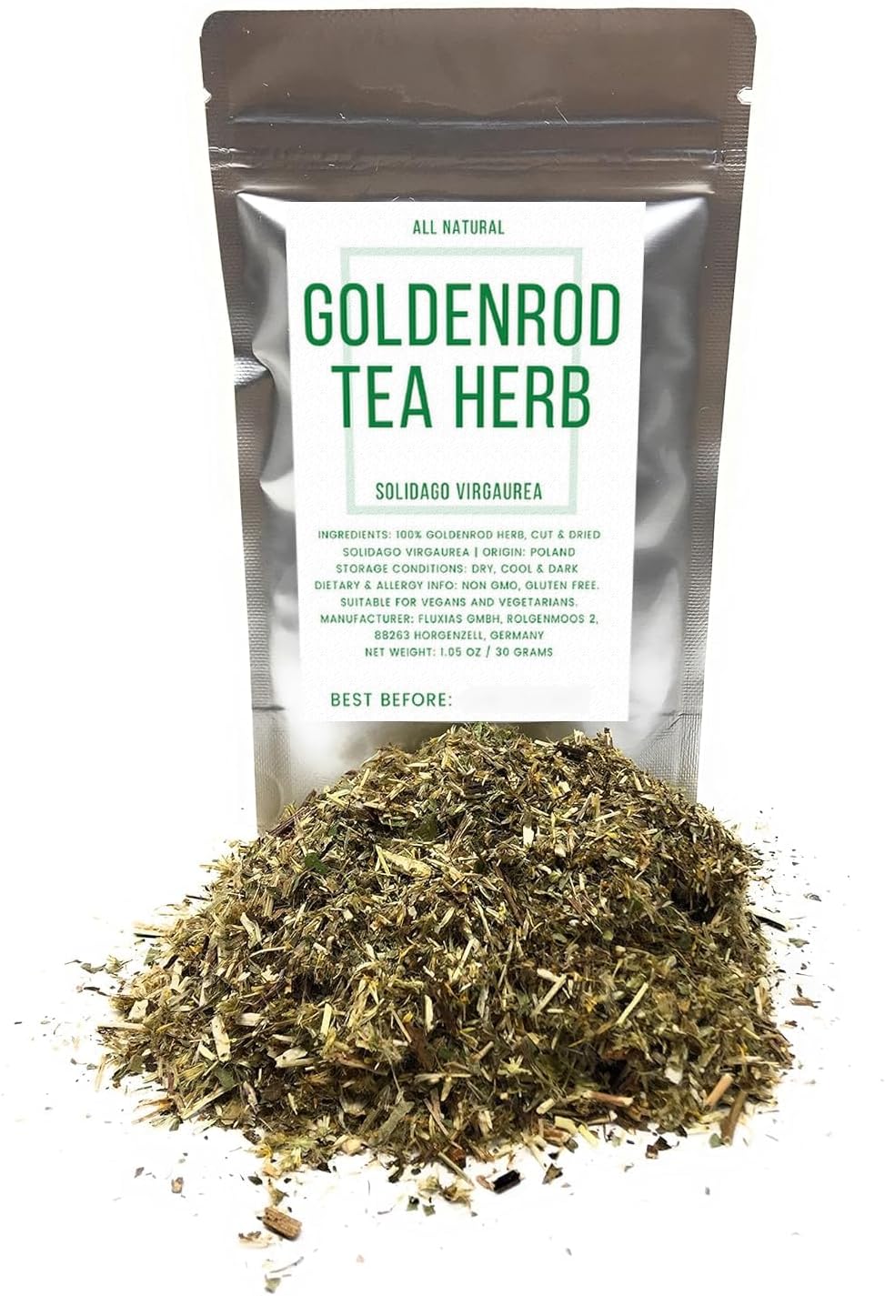 Goldenrod Tea Herb - Natural, Cut & Dried Solidago Virgaurea - Net Weight: 1.05oz/30g