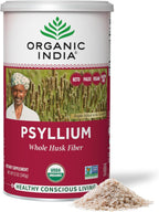 ORGANIC INDIA Psyllium Herbal Powder - Whole Husk Fiber, Healthy Elimination, Keto Friendly, Vegan, Gluten-Free, USDA Certified Organic, Non-GMO, Soluble & Insoluble Fiber Source - 12 oz Canister