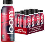 Dark Cherry Juice Drinks by Loom, Low Sugar Juice, Real Fruit, No Added Sugar, Healthy Hydration, 30 Calories, 12 oz bottles, 12 pack