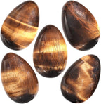 Nupuyai Pack of 5 Polished Healing Worry Stone Crystal Egg Decor, Puff Oval Pocket Palm Stones Kit for Meditation Relaxation Reiki Balancing, Tiger's Eye Stone