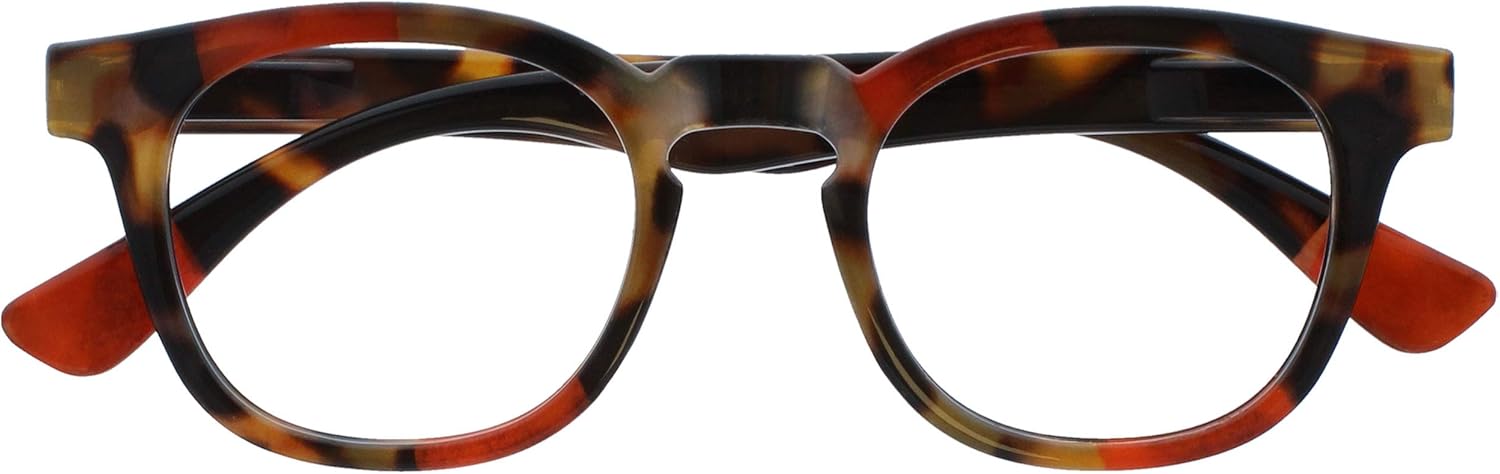 OPULIZE AVA Reading glasses for Women Men,Scratch Resistant Round frame with Spring Hinges, Brown Tortoiseshell with a Touch of Red +2.5 (Pack of 1)