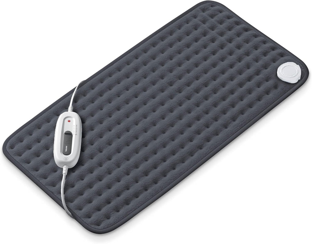 Beurer UHP26DRKGRY Heating Pad for Back/Shoulder/Neck/Knee/Leg, Soft Fabric, Fast Heating, XL Size 12” x 24”, 6 Temperature Settings, 2-Hour Auto-Off, Machine Washable