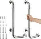 2 Pack L-Shaped Grab Bars for Shower, 24x12 Inch Stainless Steel Grab Bars for Elderly for Wall Mount, Anti-Slip Knurled Grip Bathroom Safety Rail, Right
