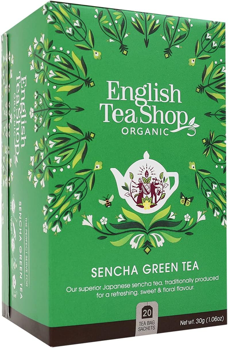 English Tea Shop Organic Sencha Green Tea - 20 Tea Bag Sachets, 30g