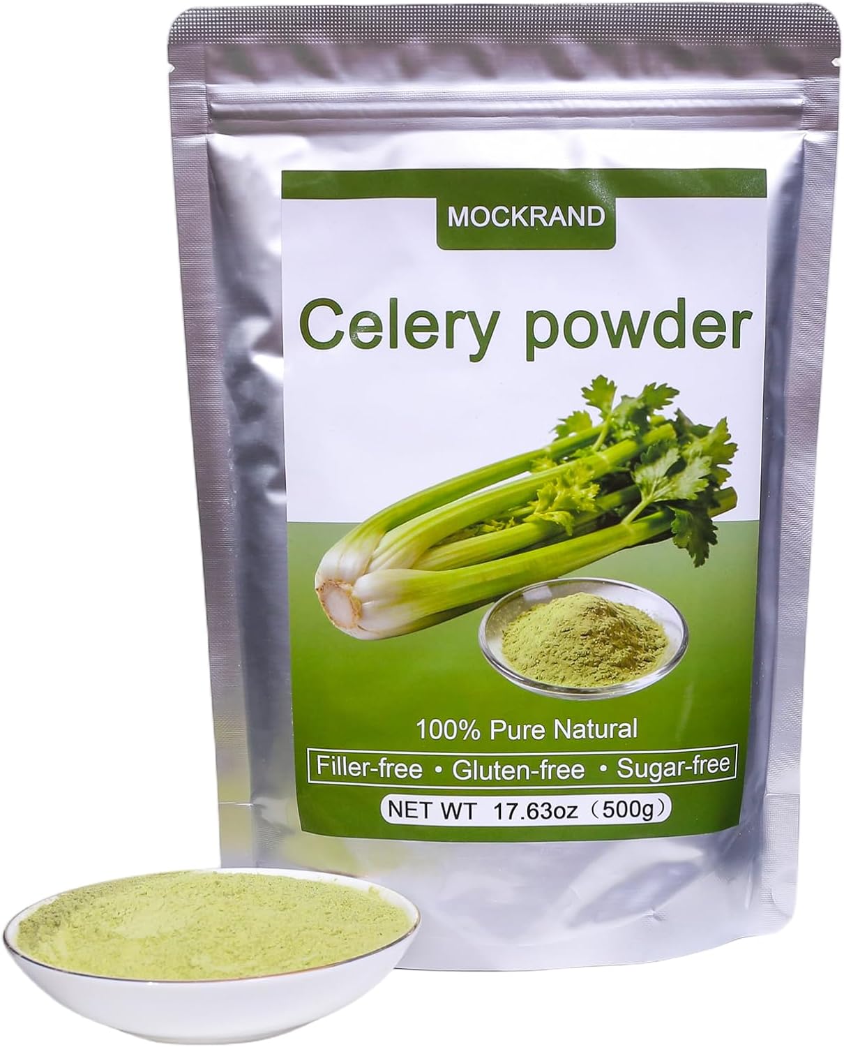 MOCKRAND Pure Celery Powder 17.64 oz, Fresh Celery Juice Powder, No Additives, Celery Powder for Seasoning, Cooking and Baking