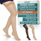 Vive Thigh High Compression Stockings for Women & Men - 20-30 mmHg Graduated Support Hose - Opaque Closed Toe Compression Tights - Stockings for Varicose Veins, Swelling, Edema, & Improved Circulation